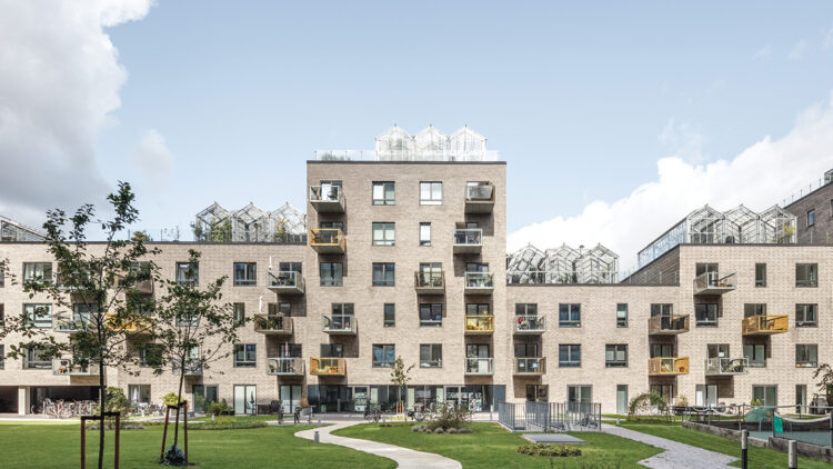 © Rasmus Hjortshøj Zeilenbau mit Dachärten und begrünten Innenhof