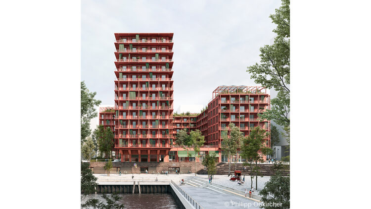 © Philipp Obkircher Visualisierung eines Hauskomplexes an einem Kanal