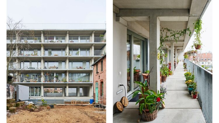 © Andrew Alberts Ansicht eines Wohngebäudes mit umlaufenden Balkonen