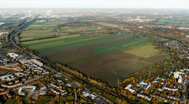 © IBA Hamburg / Falcon Crest Air Luftbild des Projektgebiets Oberbillwerder