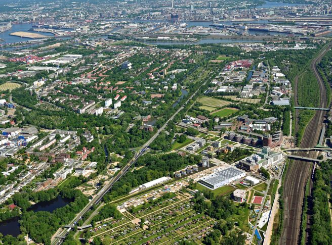 © IBA Hamburg / Falconcrest Luftbild des Projektgebiets Wilhelmsburg