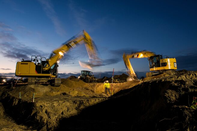 © IBA Hamburg Bagger auf Baustelle in Vogelkamp Neugraben