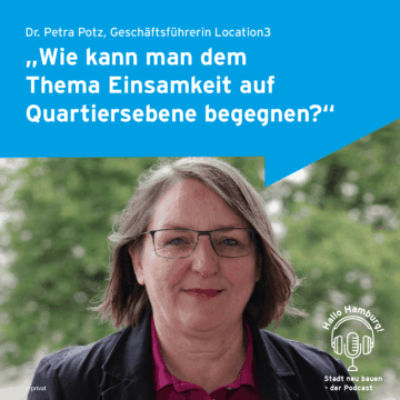 Portrait von Frau Dr. Petra Potz vor grünem Hintergrund mit Zitat