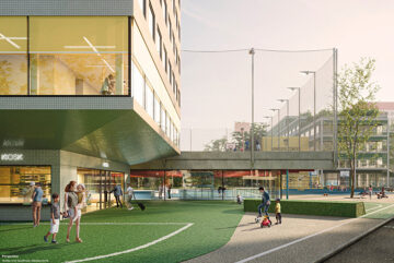 © IBA Hamburg / ROBERTNEUN ARCHITEKTEN / Atelier Loidl Landschaftsarchitekten / B+G Ingenieure Bollinger und Grohmann Visualisierung des neuen Quartierssporthaus in Wilhelmsburg