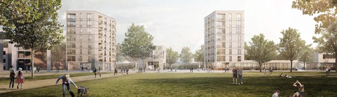 © IBA Hamburg / HPP Architekten Visualisierung einer Grünanlage im Vogelkamp Neugraben