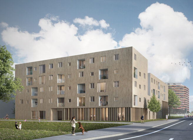 © IBA Hamburg GmbH / Bente Stachowske Visualisierung eines Bauvorhabens in der Wilhelmsburger Mitte