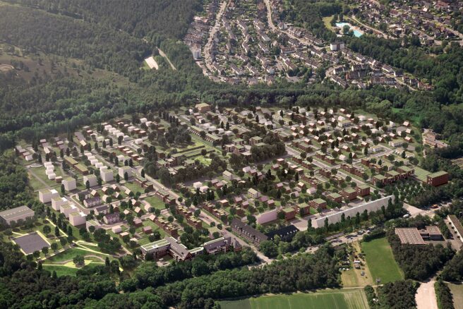 © IBA Hamburg / bloomimages Visualisierung des Fischbeker Heidbrooks aus der Vogelperspektive