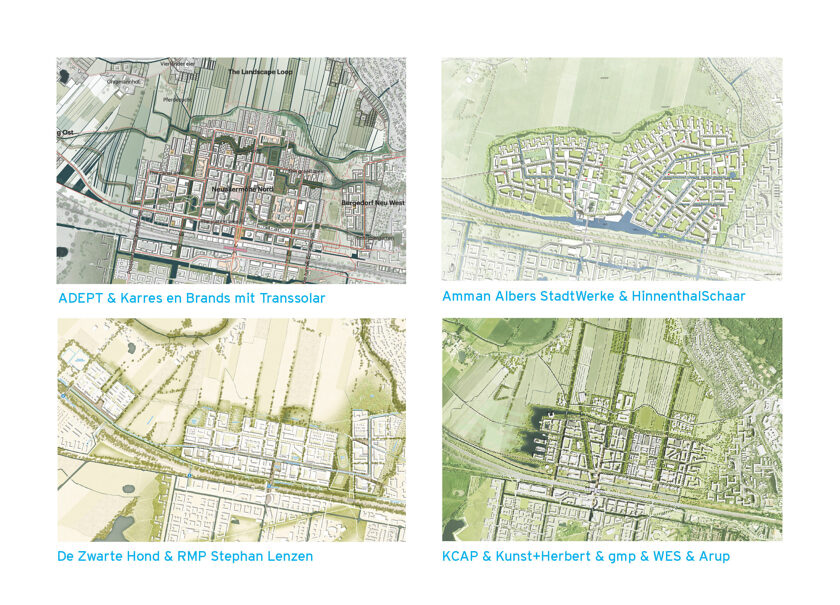 Collage Lagepläne ausgewählte Entwürfe Oberbillwerder Phase II