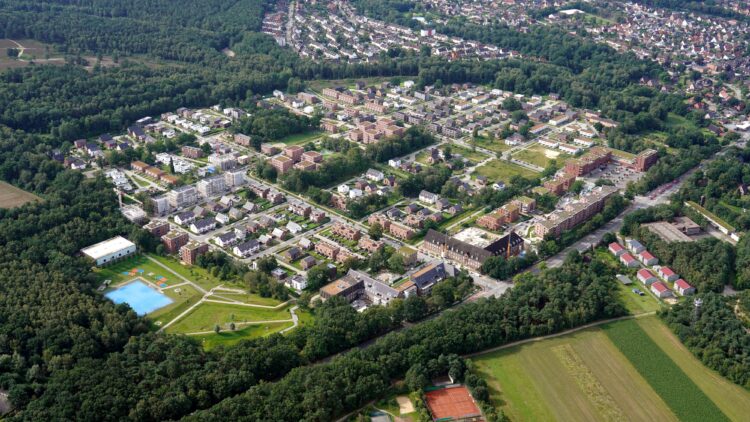 © IBA Hamburg / Matthias Friedel Luftbild vom Fischbeker Heidbrook 2023