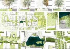 Wettbewerbsentwurf eines Lageplan der Fischbeker Reethen