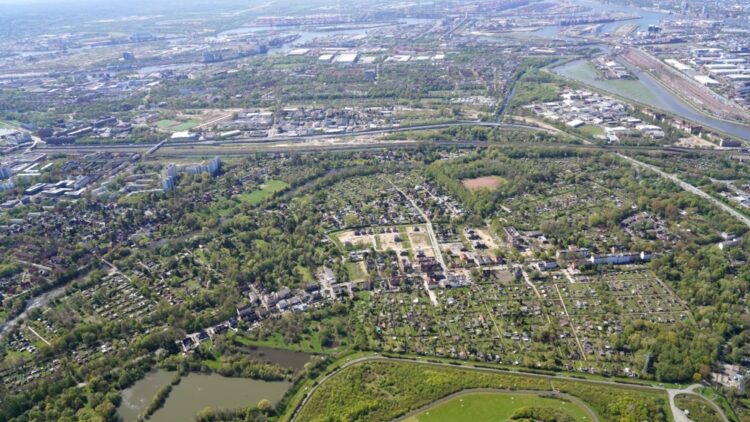 © IBA Hamburg / luftbilder.de Luftaufnahme des Gebiets Georgswerder