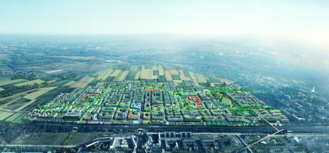 © IBA Hamburg / ADEPT mit Karres + Brands Luftbildvisualisierung von Oberbillwerder und der Umgebung