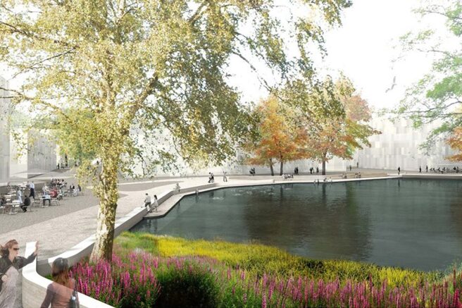 © IBA Hamburg / Relais Landschaftsarchitekten Visualisierung einer Wasserfläche in den Fischbeker Reethen