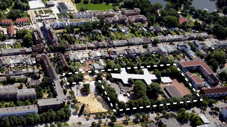© IBA Hamburg GmbH/ Falcon Crest Air Luftbild der Georg-Wilhelm-Höfe mit Abgrenzung