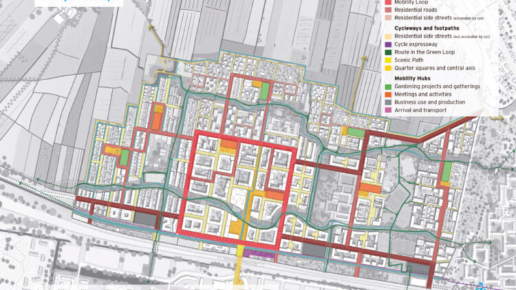 © ADEPT ApS mit Karres en Brands Landschapsarchitecten b.v. & Transsolar Energietechnik GmbH Kartografische Darstellung der Verkehrskonzepts für Oberbillwerder