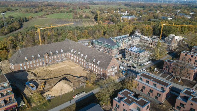 © DeepGreenDevelopment GmbH / Patrick Sun Luftansicht der Fischbeker Höfe